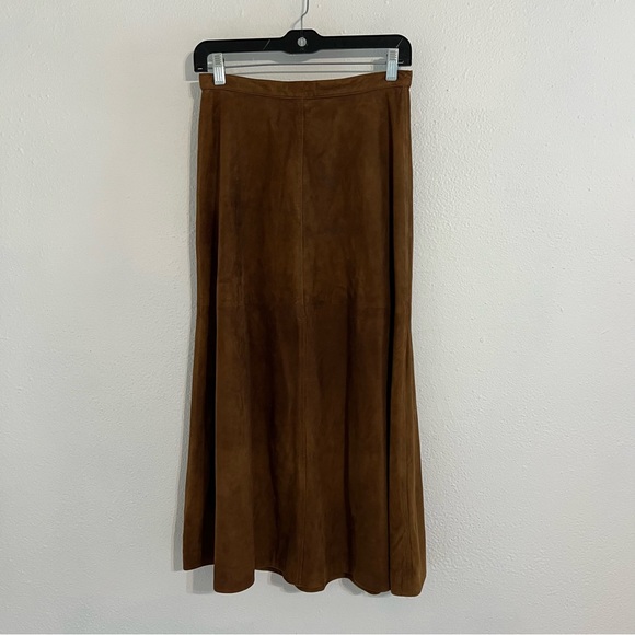 100% leather suede brown skirt size 10 - Picture 1 of 7